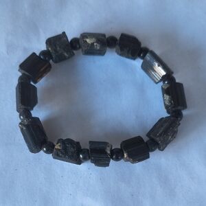 Raw Black Tourmaline Chunk Bracelet